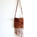 90s Suede Tassle, Fringe Bag- Boho, Hippie, Camel, Wilsons Leather