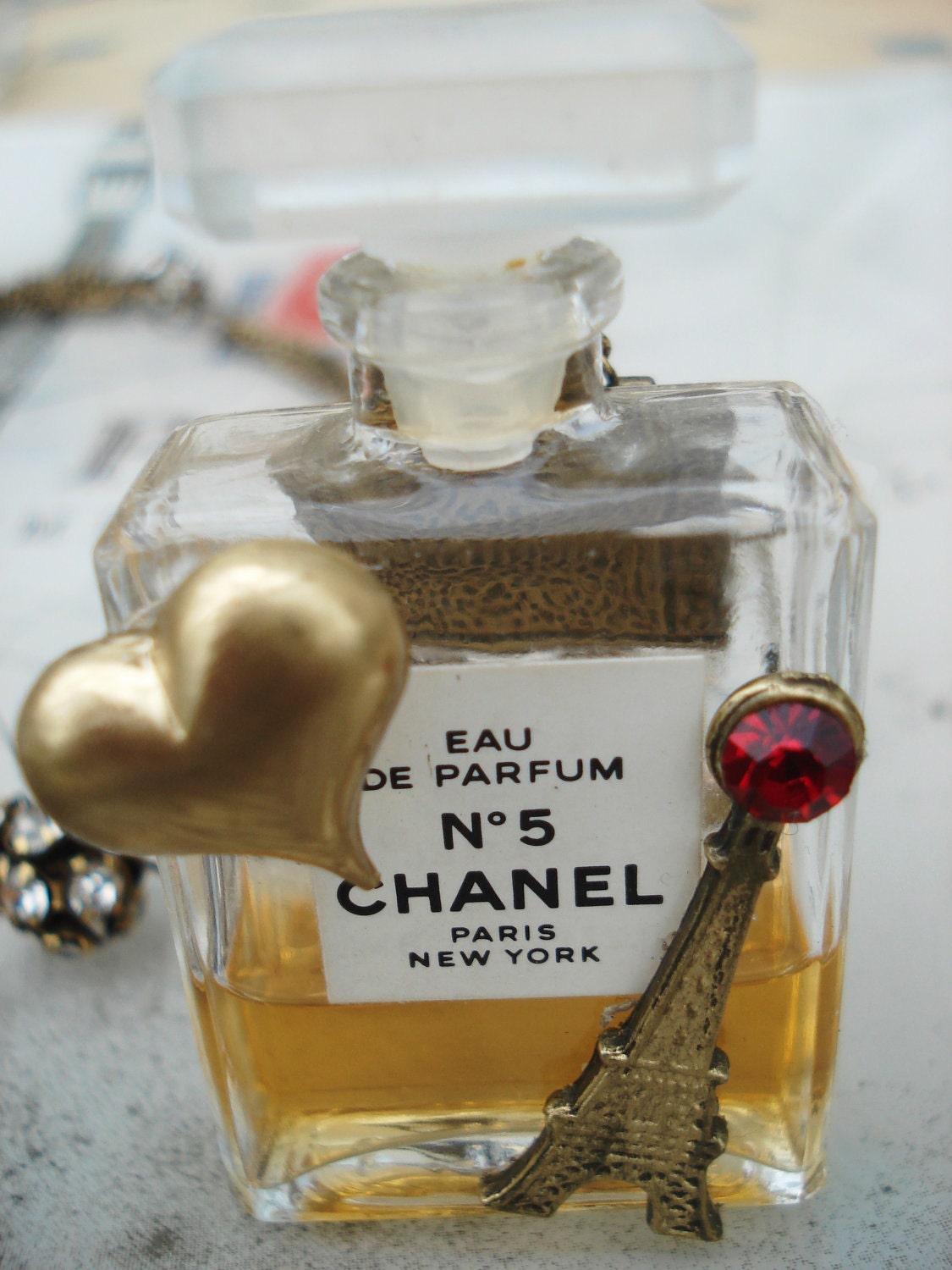 Vintage Oneofakind Chanel Perfume Bottle RED Rhinestone