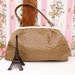 Benny, French Vintage, 1950s Mock Ostrich Leather Taupe Mad Men Style Handbag with Ornate Clasp, from Paris