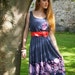 Reserved for Emi, Patrice, French Vintage, 1970s Navy Blue Floral Midi Dress, from Paris