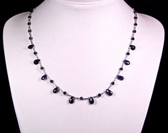 Natural Sapphire and Sterling Silver Necklace - N176