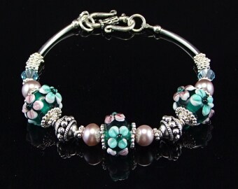 Sterling Silver & Boro Glass Bracelet - BM15