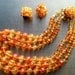 GERMANY signed SET Chunky Multi Strands Yellow Orange Lucite Necklace Clip on Earrings Vintage Jewelry Mad Men SALE was 50