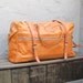 Vintage Handcrafted Large Camel Lightweight Leather Duffle Travel Bag w/Shoulder Strap