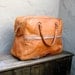 SALE Vintage Distressed Tan Leather Travel Tote Bag