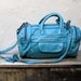 Vintage Teal Green Leather Mini Duffle Purse