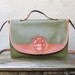 Vintage Courreges Paris Olive Green w/Tan Leather Cross Body Satchel