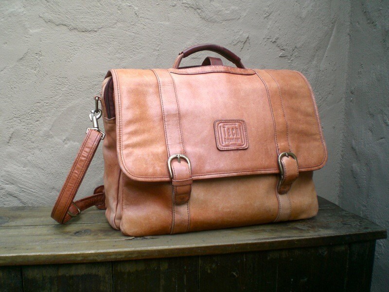 camel leather briefcase