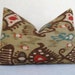 Decorative Designer Ikat Khanjali Linen Lumbar Pillow - Brown Red Teal - 12x18 inch - IKAT Pillow - Decorative Pillow - Accent Pillow