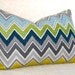Schumacher Zenyatta Mondatta Designer Pillow - 12x18 inch - Peacock - Turquoise Aqua Chartreuse Gray - Chevron Pillow - Designer Fabric