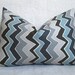 Chevron Decorative Designer Pillow - Light Blue - Gray - Charcoal - Blue - 12x18 inch - BOTH SIDES - Chevron Pillow - Zig Zag - Lumbar