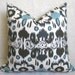 Floral Ikat Decorative Pillow - Light Blue - Gray - Cream - 18 inch - BOTH SIDES - Designer Pillows - Ikat Pillow - Throw Pillow