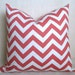 SALE - Chevron Decorative Pillow - Salmon - Coral - PInk - White - 16 inch - BOTH SIDES - Zig Zag Pillow - Pink Pillow - Throw Pillow