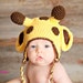 sale-crochet pattern giraffe hat with earflap- sizes 0-3 month only
