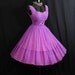 Vintage 1950's 50s Ruched Purple Violet Beaded Chiffon Organza Party Prom Wedding Dress