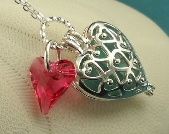 Turquoise Sea Glass Necklace Heart Locket