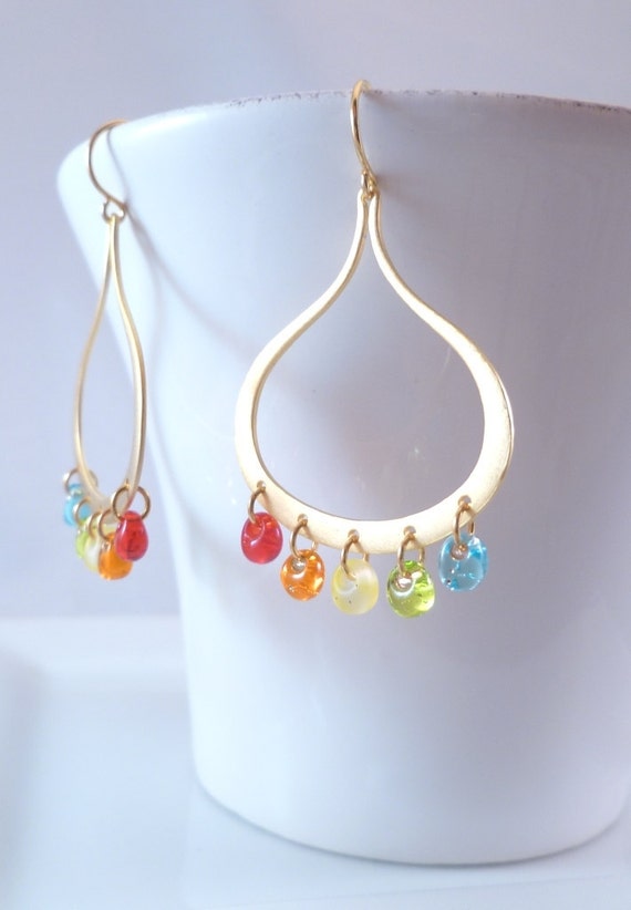 Rainbow Chandelier Earrings simple matte gold by ConstantBaubling