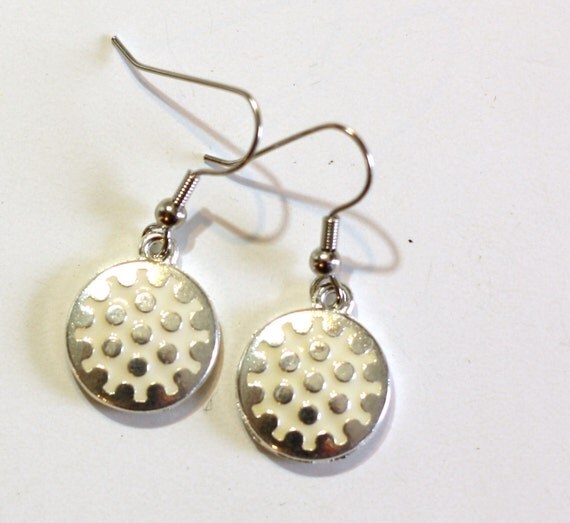 White Golf Ball Enamel Charm Earrings - golf earrings - Womens Jewelry ...