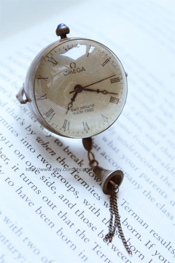 OMEGA Spherical Wind-up Antique Vintage Skeleton Pocket Watch Clock