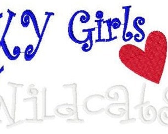 Kentucky Girls Love Wildcats Machine Embroidery Design 5 by 7 // Joyful Stitches