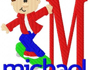 Skateboard Boy Monogram Machine Embroidery Font Design Set, Machine Embroidery Design, Monogram embroidery font // Joyful Stitches