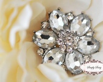 3 pcs RD123 Rhinestone Metal Flatback Embellishment Button Brooch Bridal accessories invitations crystal bouquet flowers hair clip comb