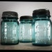 Vintage Blue Mason Jar, Ball Perfect Mason, Pint Size Set of 3.