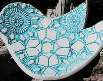large turquoise bird spoon rest home decor