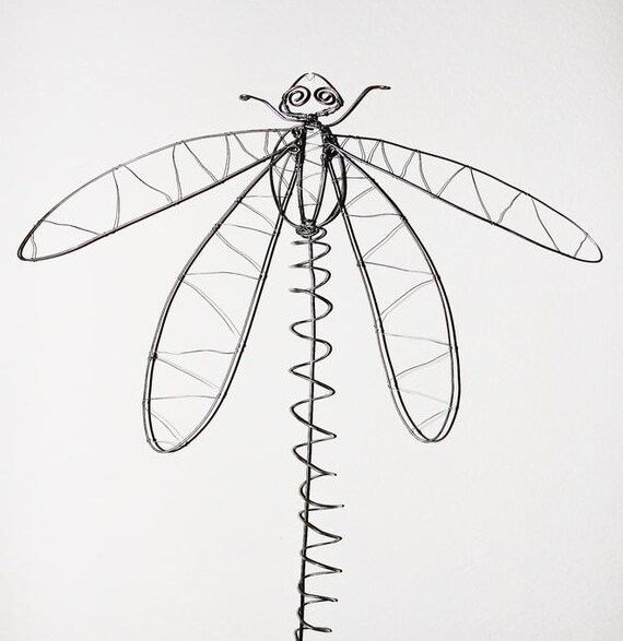 Wire Dragonfly Sculpture by MadreRaven on Etsy