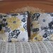 Pillow Covers - 18 Inch Pair - Flower Design Yellow Black Gray Cream Taupe White