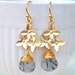Tourmalinated Quartz Earrings gold cherry blossom teardrop wire wrapped