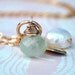 Green Necklace lime gemstone leaf and pearl in 14k gold plated, perfect for bridesmaid gifts