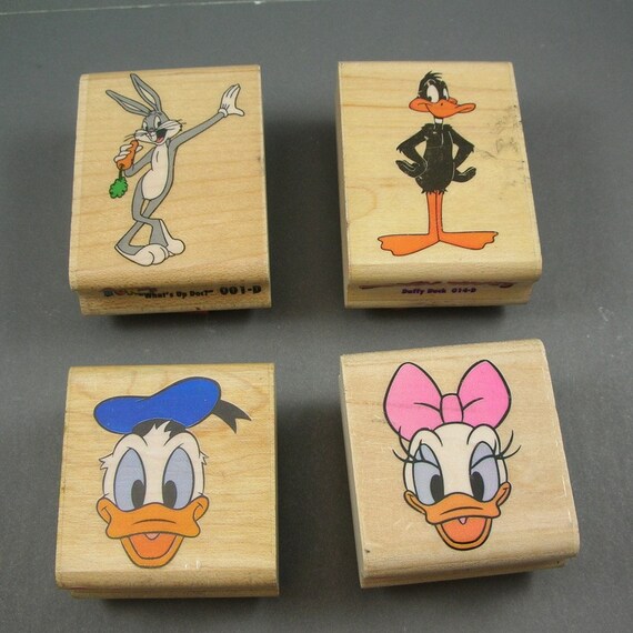 Set of 4 Disney Character Rubber Stamps Used