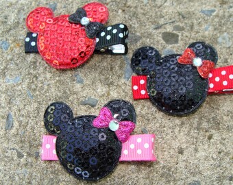 3 Minnie Mouse Hair Clips small Hair Clips