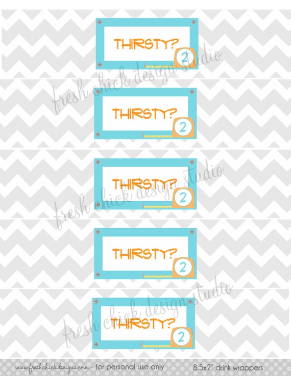 Printable Labels - Tool Box Birthday Drink Wrappers - Fresh Chick Designs Il_570xn