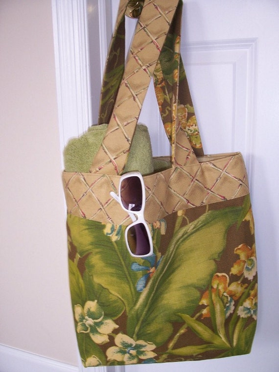 Clearance Large Beach Tote Bag Carry All Tropical Print Nylon Lining ...