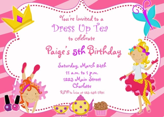 Dress Up Party Birthday Invitation -- funky dress up glamour party tea ...