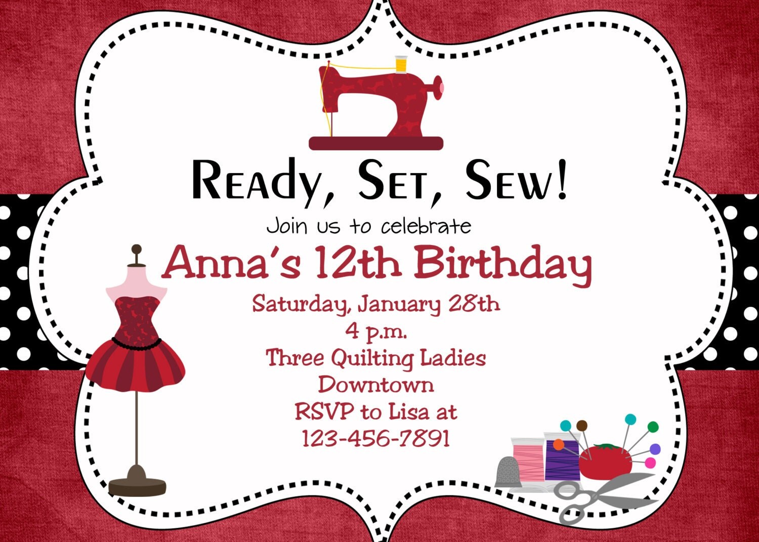 Sewing Party Invitations 1