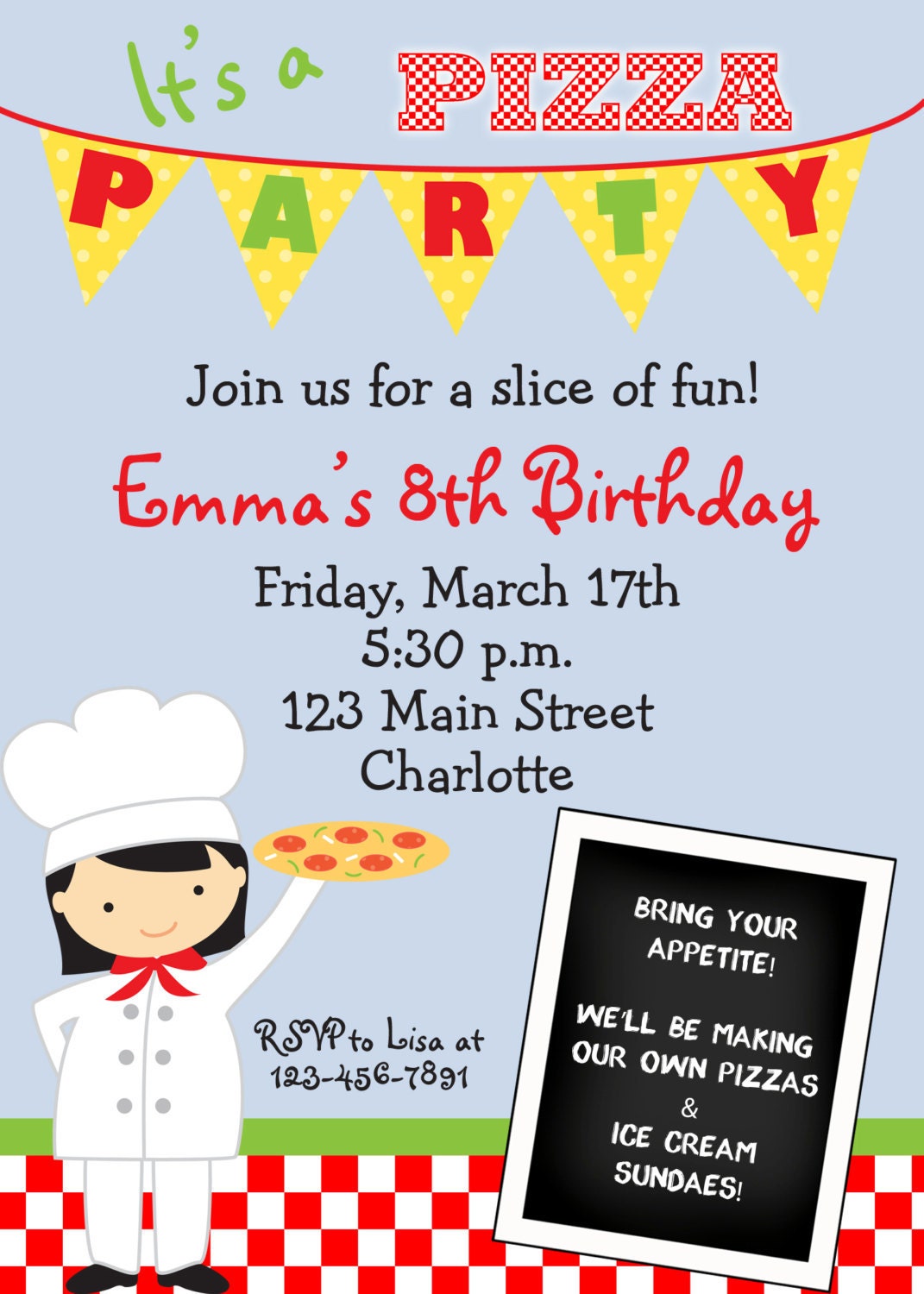 Pizza Party Invitations 1