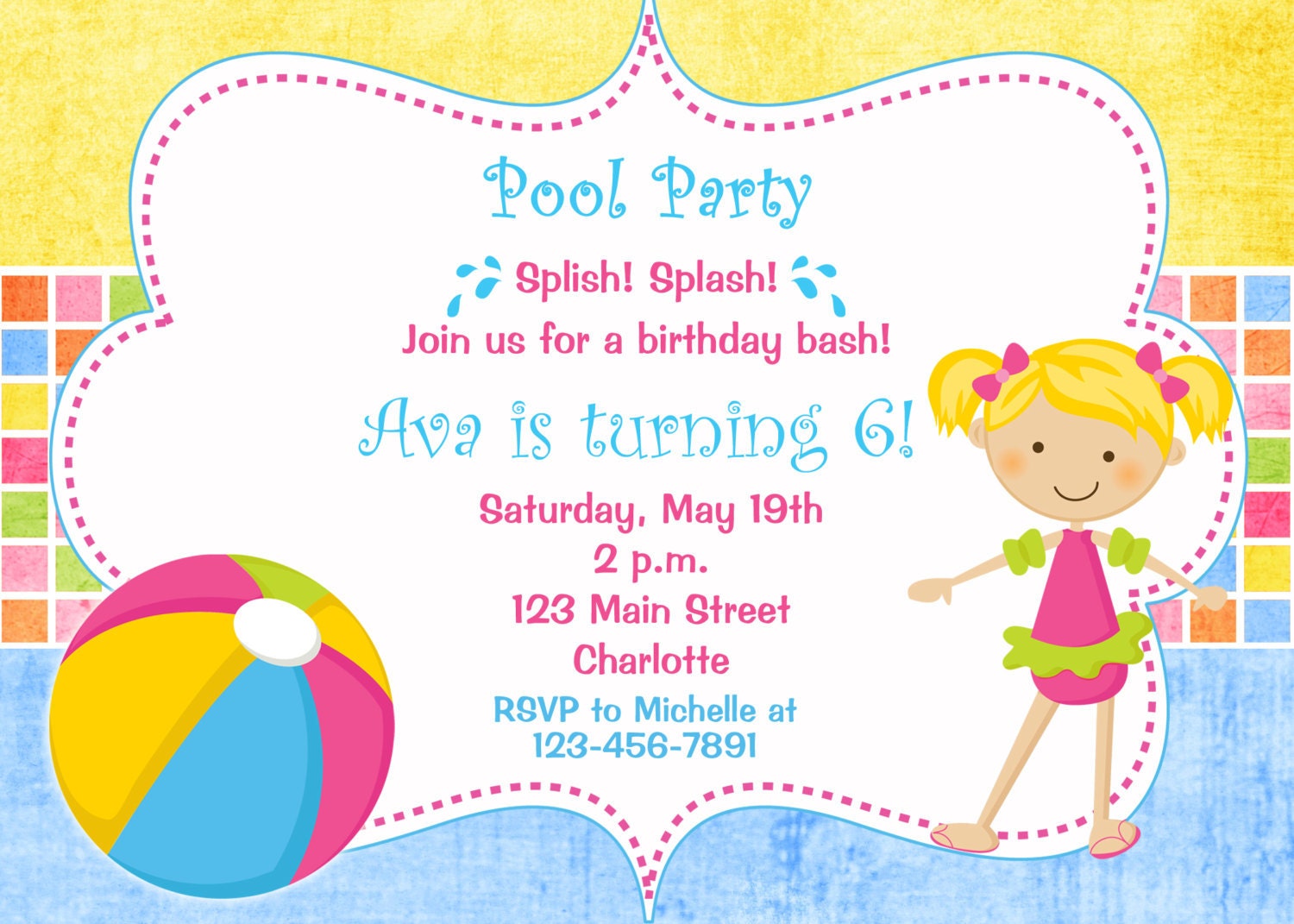 clip art pool party invitation - photo #47