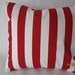 Decorative throw pillow covers, 18x18, Canopy stripe in lipstick red and white, Summer Fun