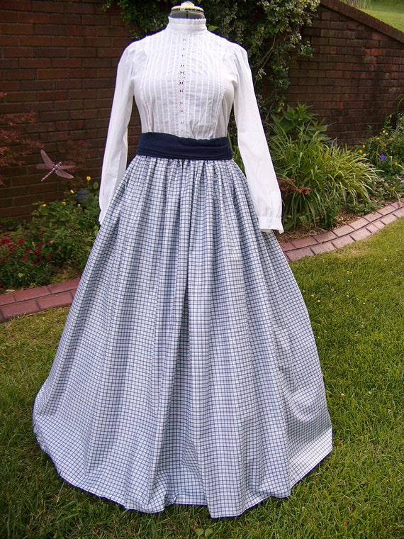 Civil War Skirt in Blue and white Plaid by lavonsdesigns on Etsy