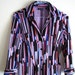 Retro Purple Geometric Striped Dress - Size Extra Small