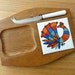 Vintage Mid Century Mod Cheeseboard with a Peacock Hen