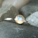 Stackable Checkerboard Cut Rainbow Moonstone - 6mm with 14K Gold Bezel Sterling Silver Band