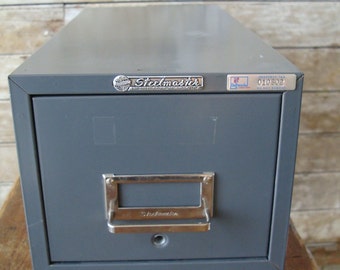Vintage Gray Shabby Metal Industrial File Box SteelMaster New York