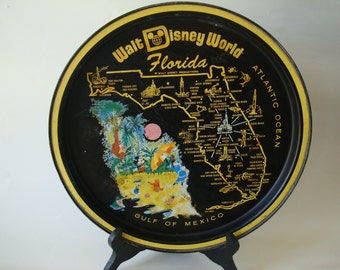 Vintage Walt Disney World Tin Metal Plate Tray Platter