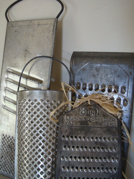 Vintage Cheese Graters Rustic Primitive Farm House Style Set