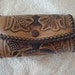 Vintage Hand Tooled leather Key Clutch Dark Brown 1950s or 60s