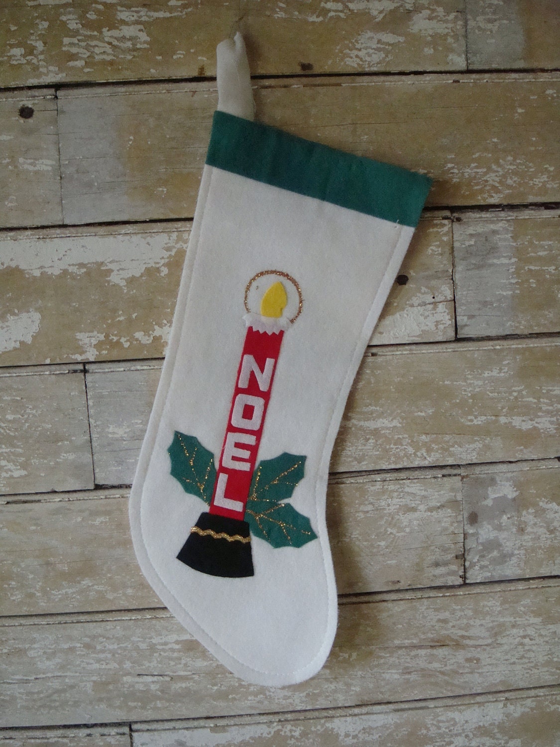 Vintage Retro Felt Christmas Stocking 1950s or 60s Noel Japan